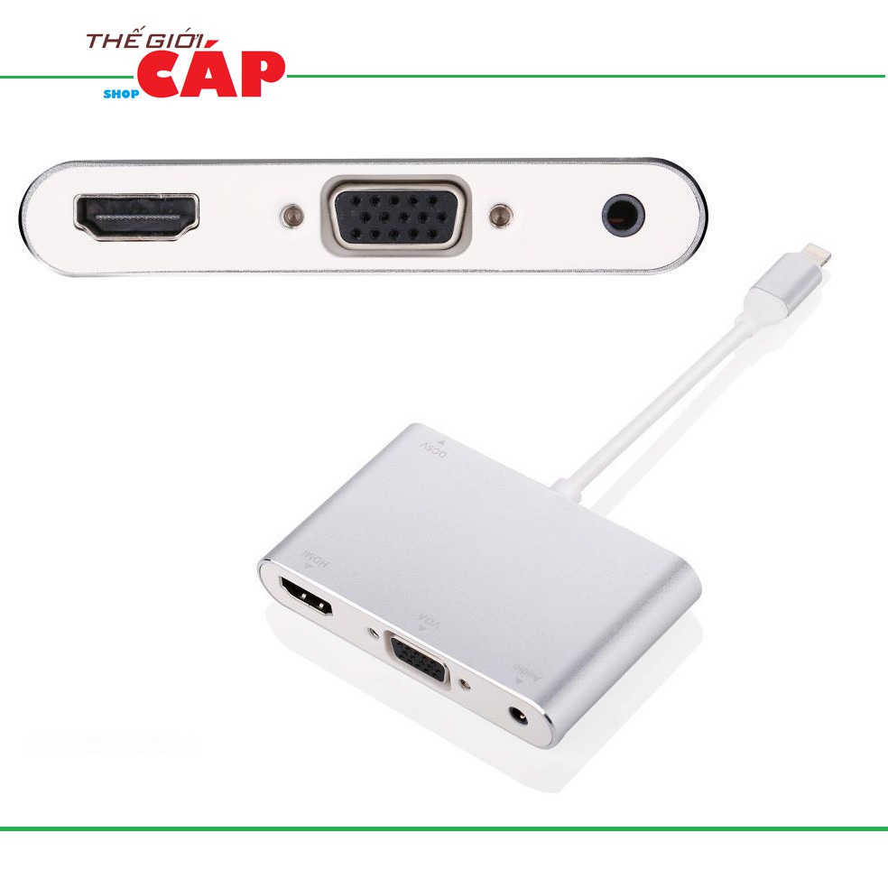 Cáp chuyển đổi Lightning to HDMI VGA Audio Adapter Dành Cho Iphone, Ipad