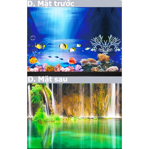 Tranh 3d dán bể cá Aquablue hình ảnh 2 mặt siêu đẹp có sẵn keo dính đủ mọi kích thước (size lớn)
