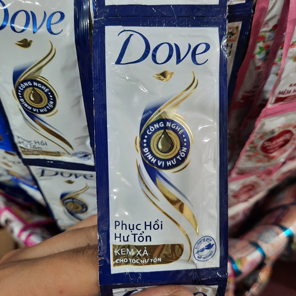 Kem xả Dove phục hồi tóc hư tổn dây 12 gói 6g(6.3ml)