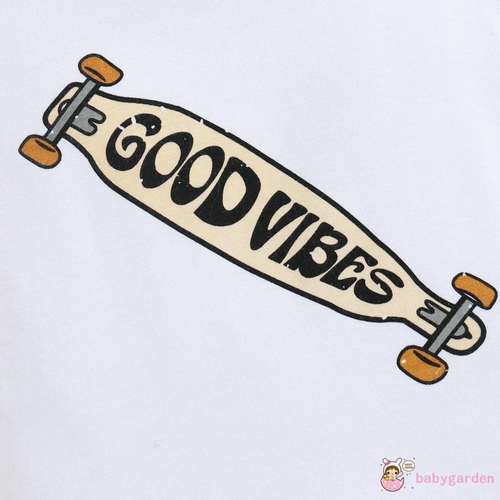 Set Đồ Mùa Hè Gồm Áo Thun Tay Ngắn Cổ Tròn In Chữ/Quần Short Cho Bé Trai 6 Tháng - 3 Tuổi