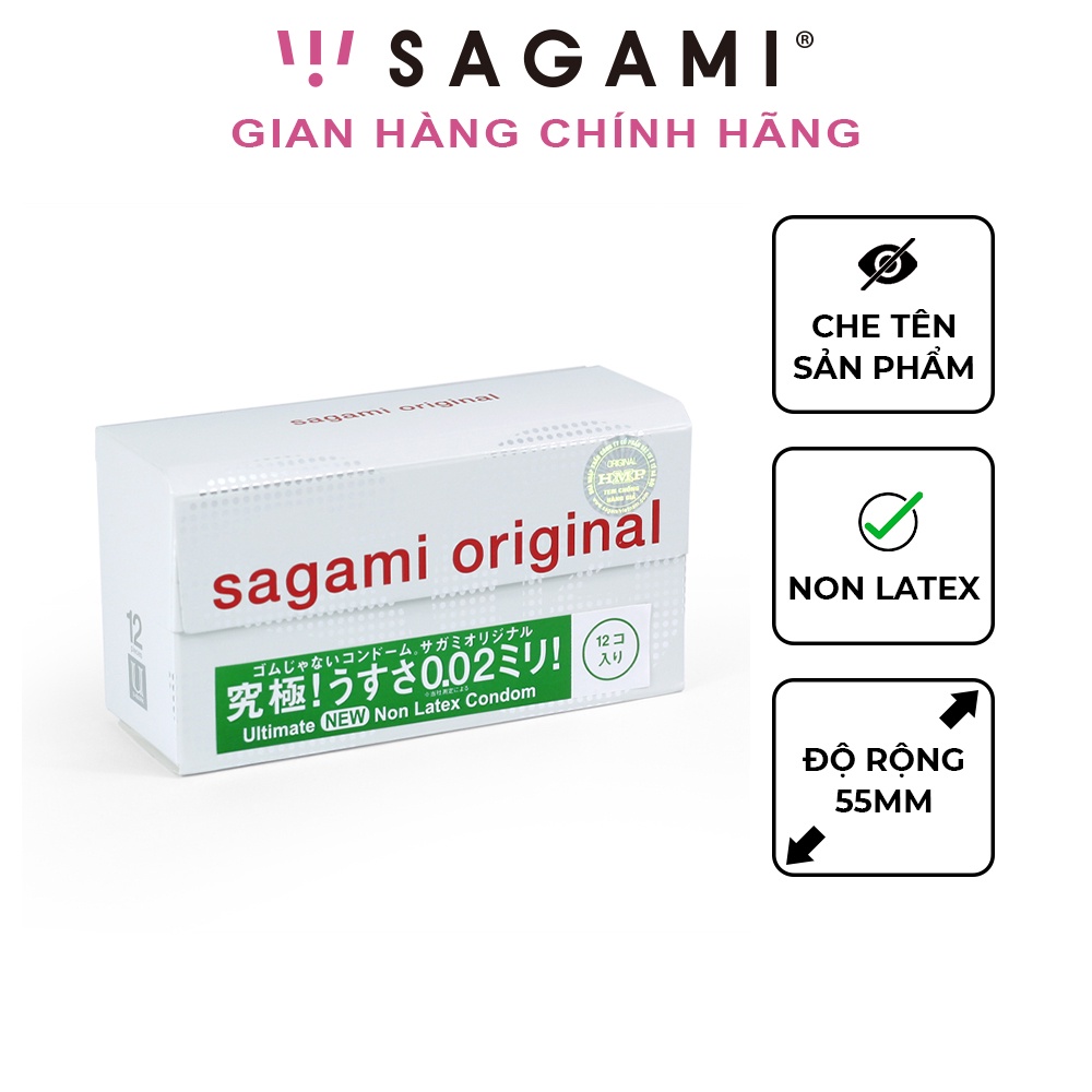 Bao cao su Sagami 002 mỏng non latex hộp 12 chiếc