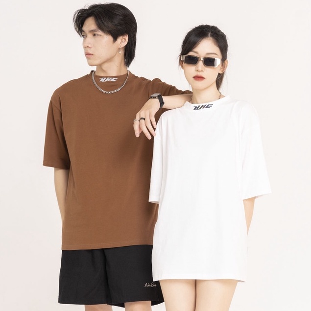 Áo Thun Unisex BJHG cổ cao in LOGO PHẢN QUANG phông tay lỡ nam nữ form rộng Local Brand