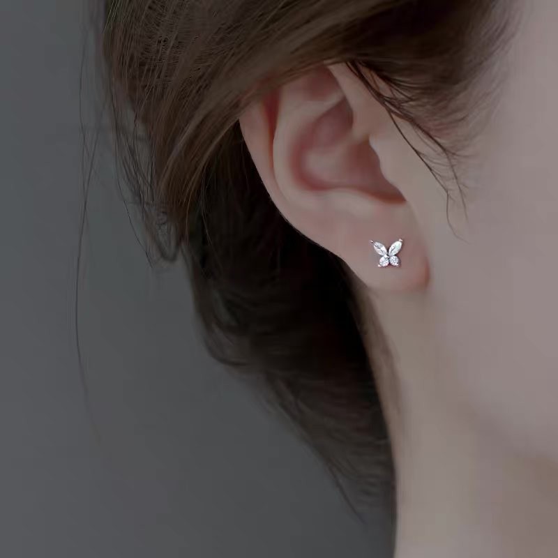 Khuyên tai bạc nữ hình bướm (Giá bán/1 đôi) [KNXK33]