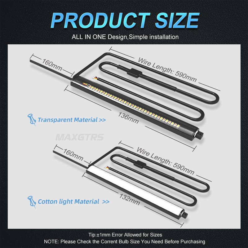 Dây Đèn LED Xi Nhan DRL 12V Màu Trắng Hổ Phách Dành Cho Xe Mô Tô MAXGTRS