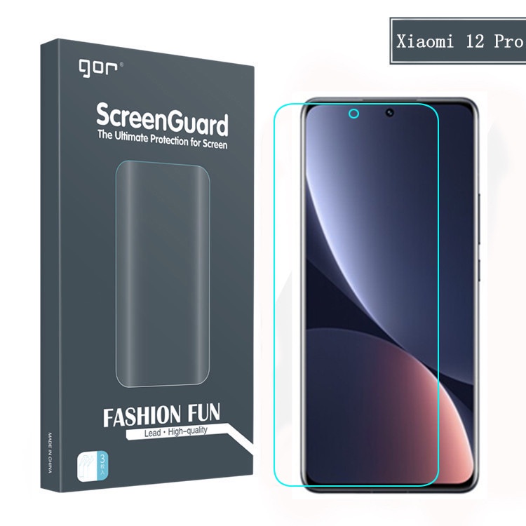 Bộ 2 dán màn hình Xiaomi 12 Pro hiệu Gor dẻo Full màn ôm 3D trong suốt