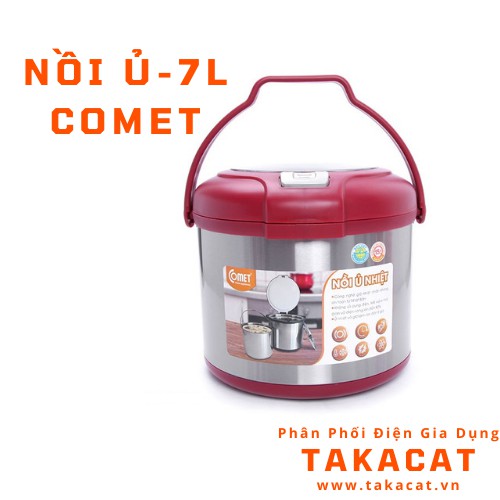 Nồi Ủ Nhiệt Comet CM7662 - Thermal Cooker - 7.0 Lít - Màu Đỏ - Freeship - Phân Phối bởi TAKACAT