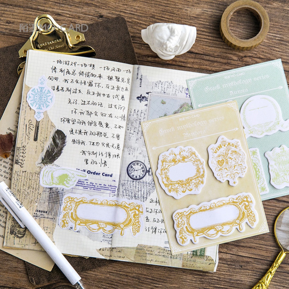 Set 60 Giấy Note Ghi Chú Hoạ tiết Khung viền hoa Vintage Trang Trí DIY, Bullet Journal Sáng tạo nghệ thuật ST472