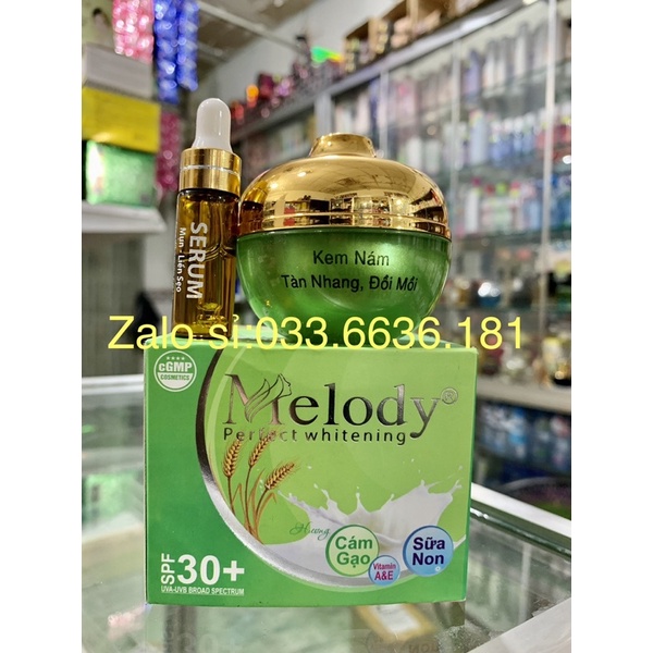 ( chuẩn hàng Cty 100%) kem MELODY dưỡng trắng -nám 25g (hết tặng chai serum )