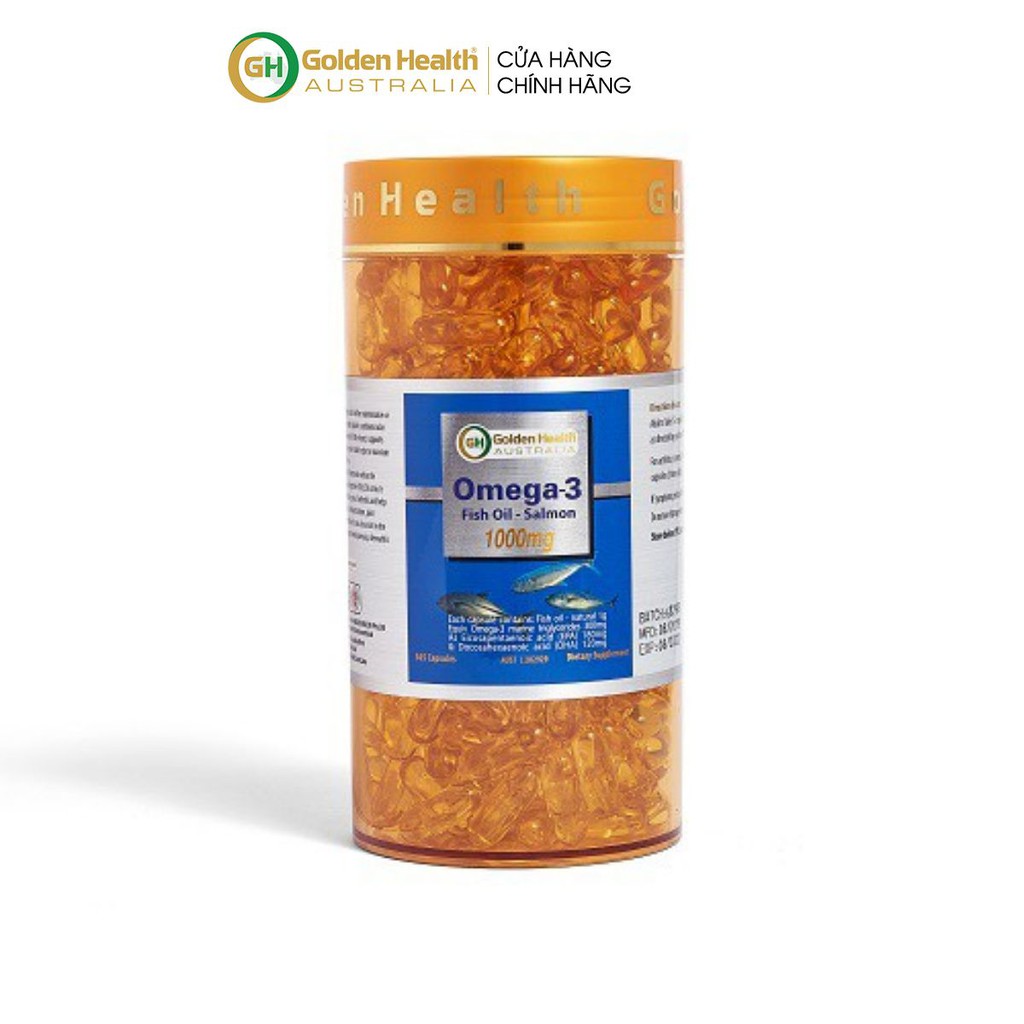 [GOLDEN HEALTH] Viên uống dầu cá hồi Omega-3 - Salmon Fish Oil Omega3 1000mg hộp 365 Viên