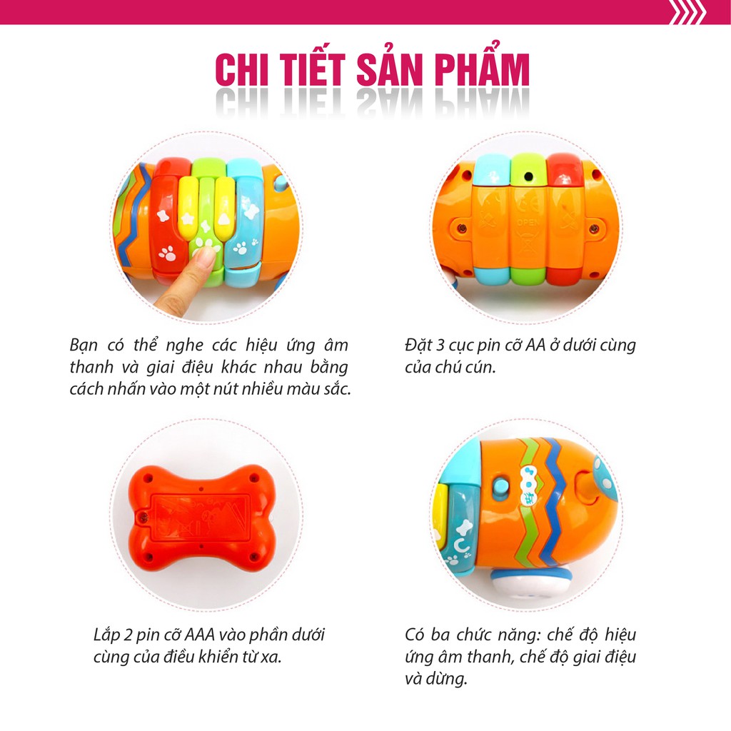 Đồ chơi thông minh điều khiển từ xa Winfun 1142 cho bé hình cún con cầu vồng có phát nhạc