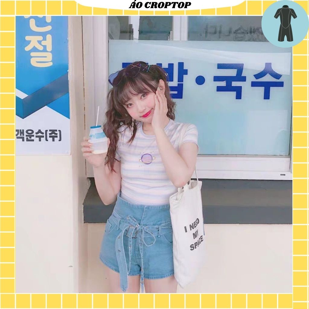 Áo croptop nữ tay ngắn ,from ôm body  ,freesize ,thun borip mềm mại co dãn cực tốt