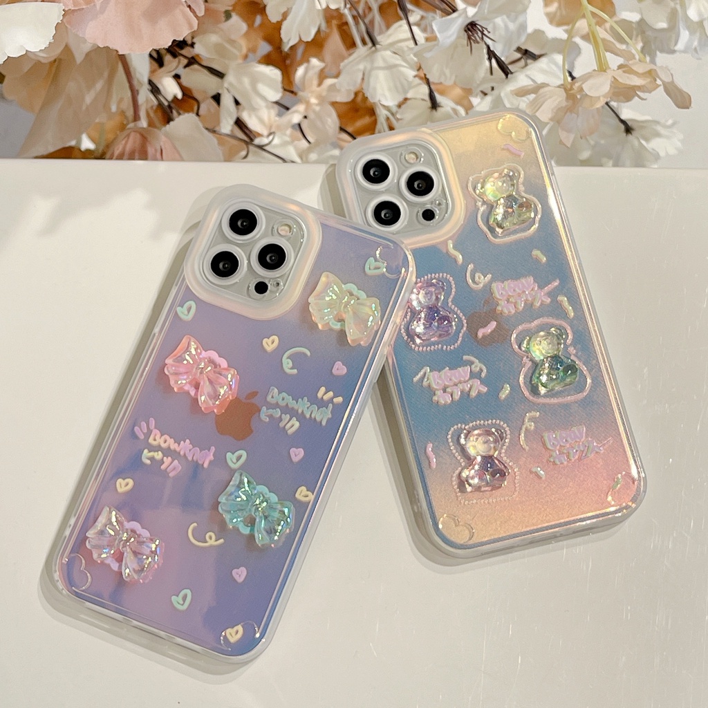 Ốp Điện Thoại Họa Tiết Gấu Và Bướm Xinh Xắn Chống Rơi Cho iphone 7 8 plus 11 pro 11 promax 12 promax