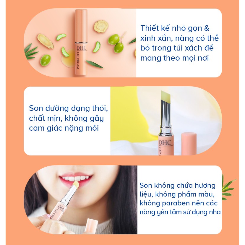 [HÀNG NHẬP KHẨU] Son Dưỡng Môi Không Màu DHC Lip Cream Nhật Bản Giữ Ẩm Môi, Dưỡng Môi Căng Mịn Sáng Hồng Tự Nhiên 1.5g