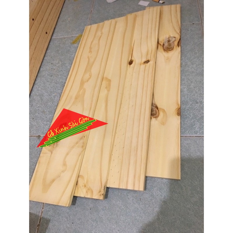 Thanh gỗ thông mới dài 60cm, rộng 12cm, dày 1cm láng đẹp 4 mặt