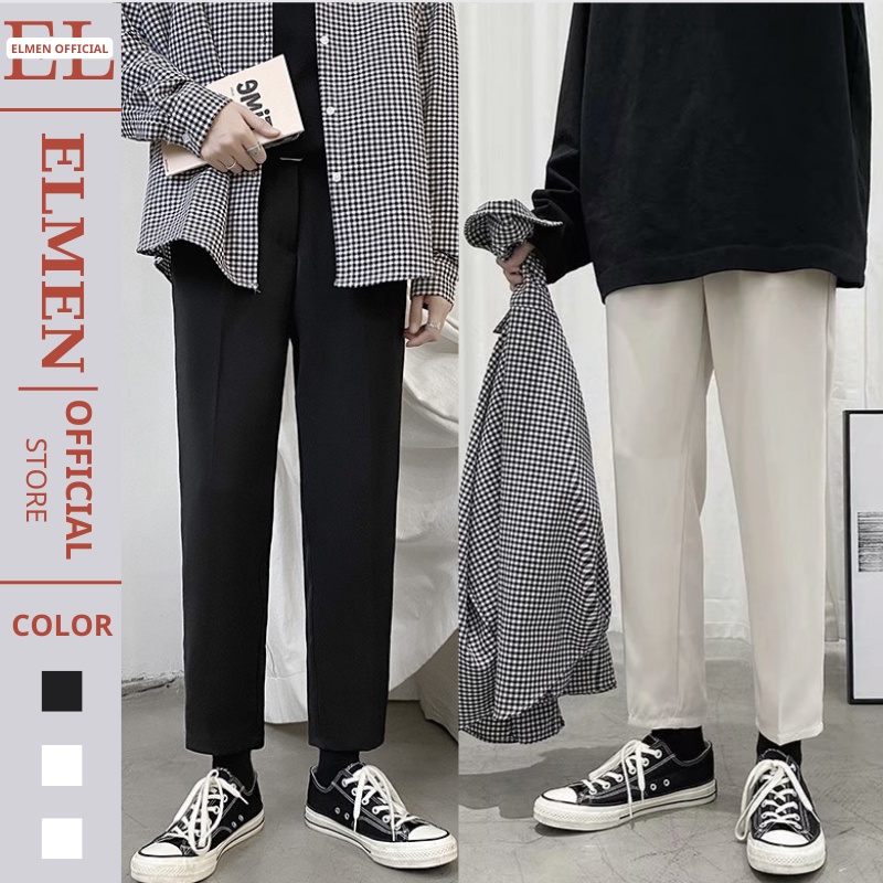 Quần âu nam hàn quốc dáng baggy suông, Quan baggy nam đen - be co giãn tốt thời trang ELMEN