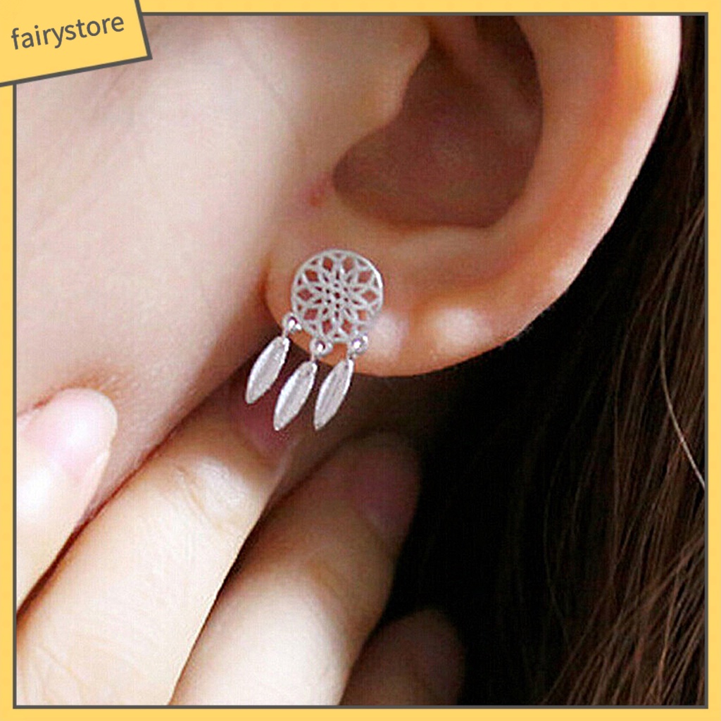 Hoa Tai Dáng Dài Hình Dream Catcher Phong Cách Bohomian