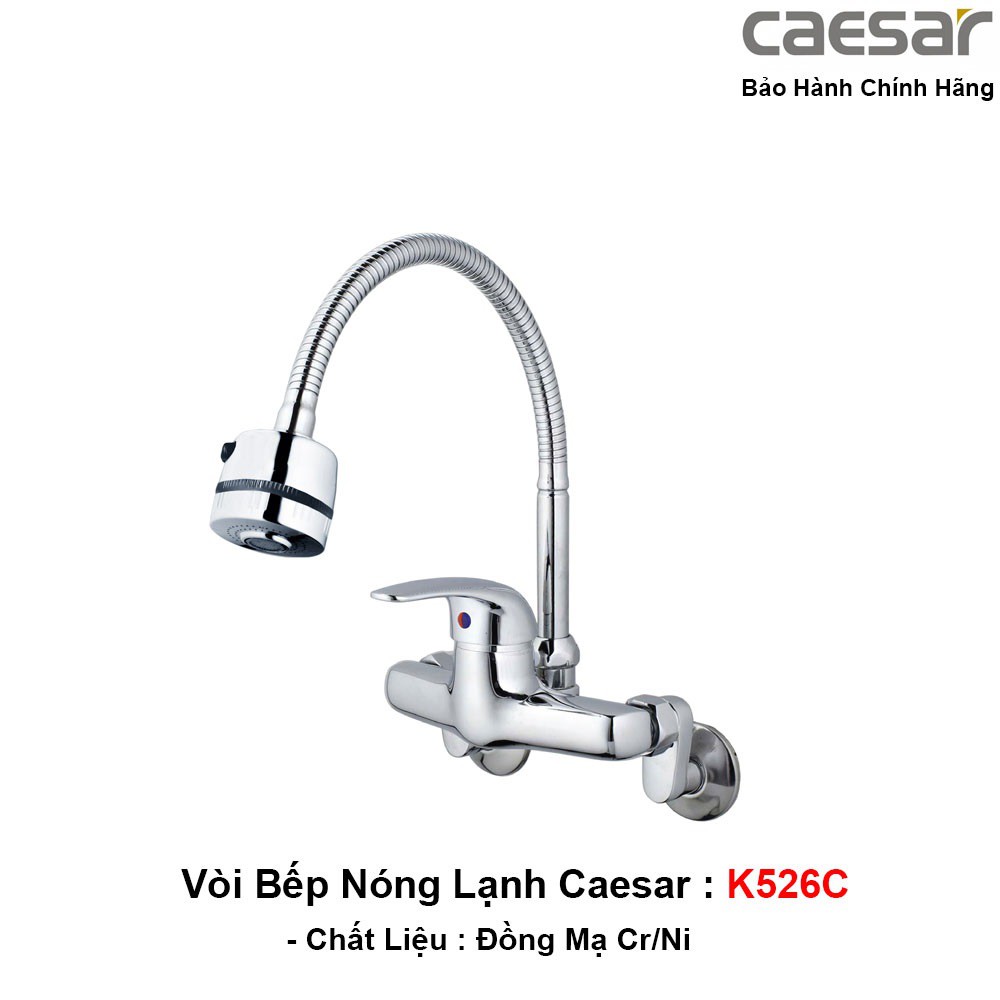 Vòi rửa bát gắn tường nóng lạnh K526C Caesar