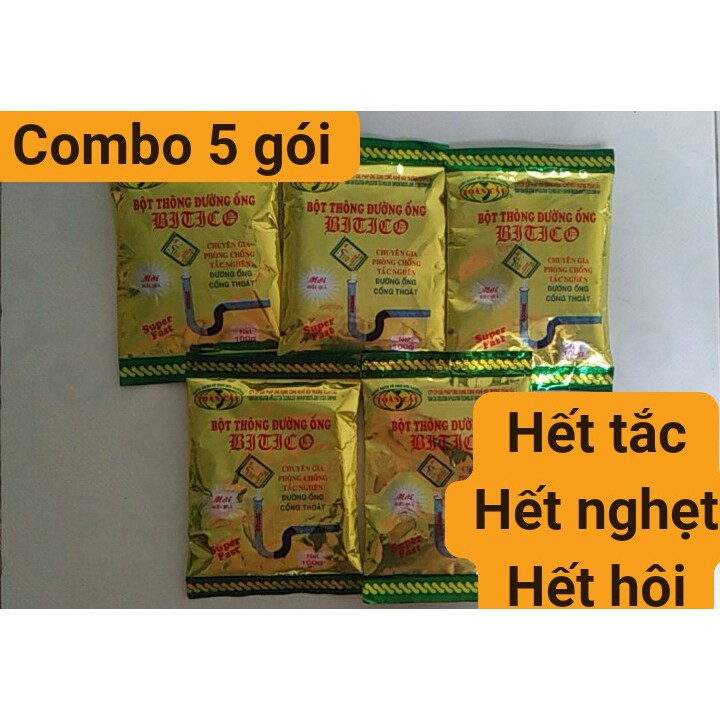 Combo 5 gói Bột thông tắc cống, chống tắc nghẽn đường Ống nước cực mạnh hiệu quả