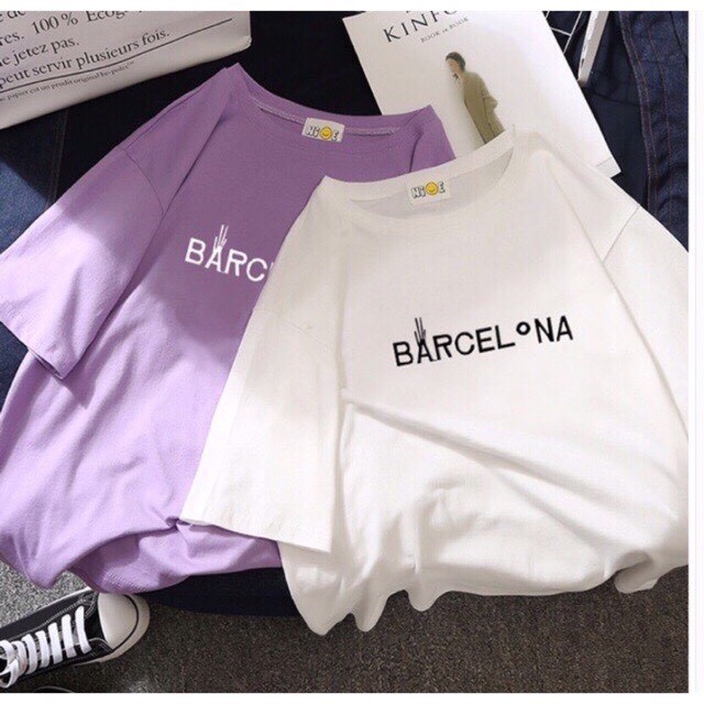Sale Hot! Áo thun nam nữ form rộng tay lỡ ( 40-70kg) in chữ BARCELONA cực đẹp, áo phông dáng rộng siêu hot hit giá rẻ | BigBuy360 - bigbuy360.vn