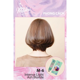 Kem nhuộm tóc phủ bạc MOLOKAI màu nâu tro sáng M-6 chiết suất từ thiên nhiên tặng kèm trợ oxy dưỡng 60ml