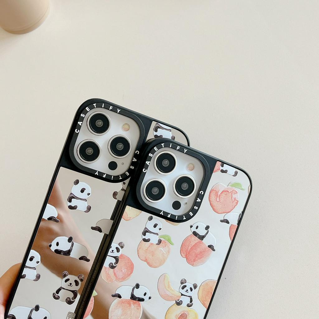 Ốp Điện Thoại Chống Sốc Tráng Gương Hình Gấu Trúc Cho iPhone 14Promax 14Pro 14 13Promax 13Pro 13 12 12Promax 11