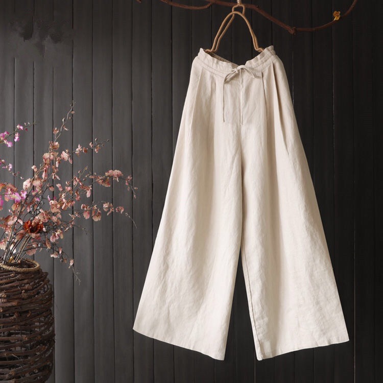 Quần Short Cotton Linen Ống Rộng Trơn Màu Thời Trang Dành Cho Nữ 2021