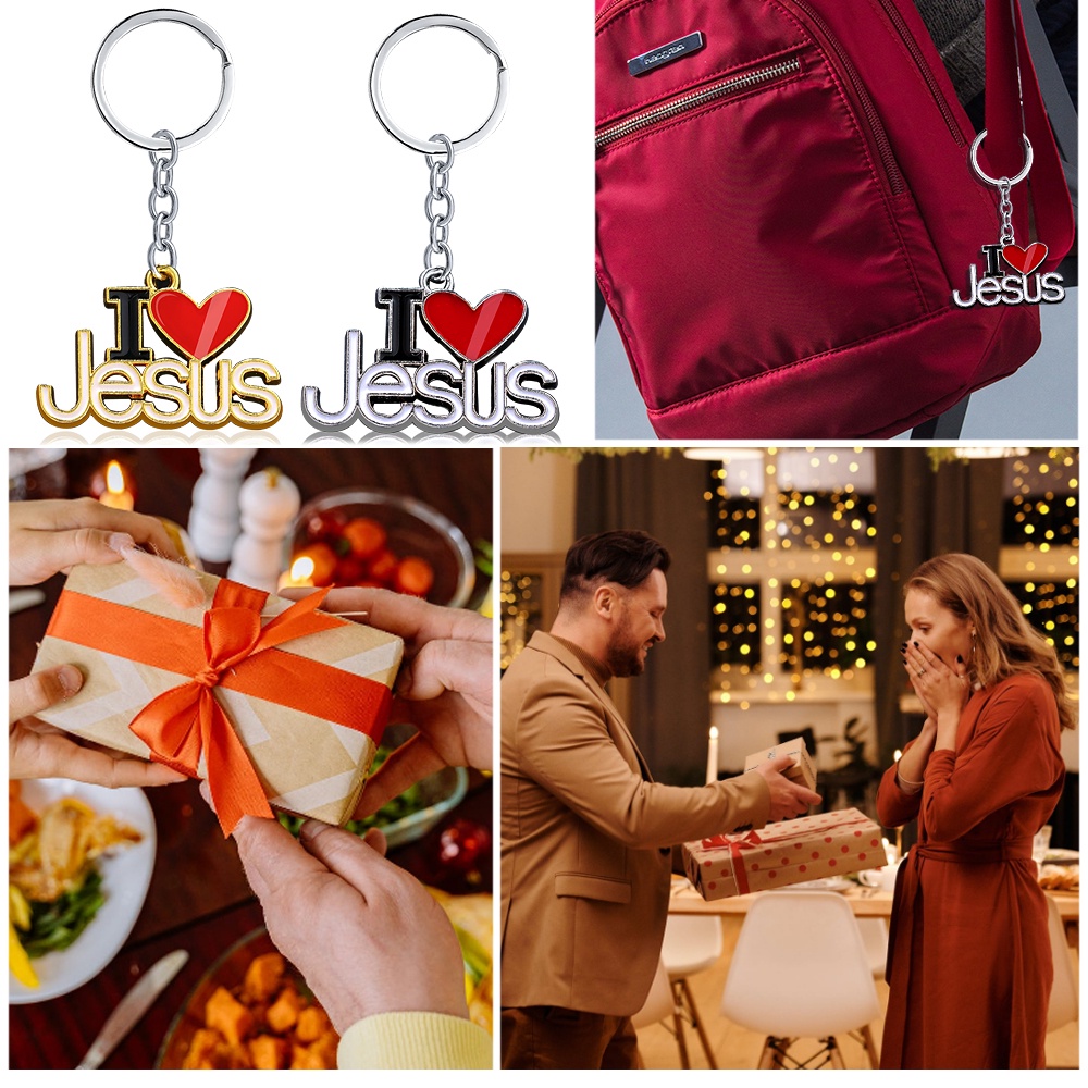 Móc Khóa Kim Loại Khắc Chữ I Love Jesus