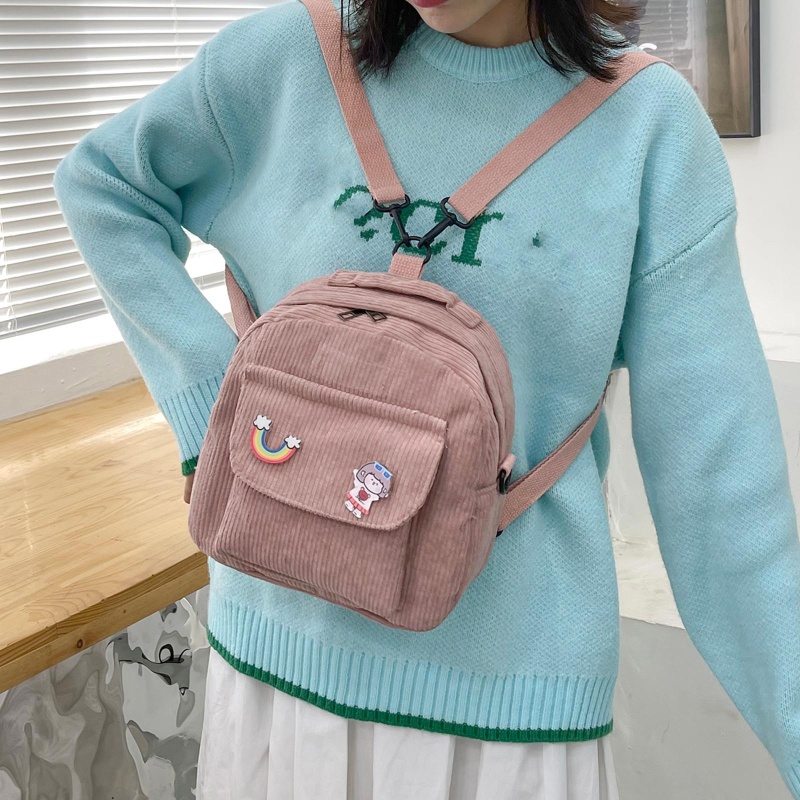 Youyo Ba Lô Đeo Vai Nhỏ Vải Nhung Kẻ Có Thể Chuyển Đổi Được Cho Nữ