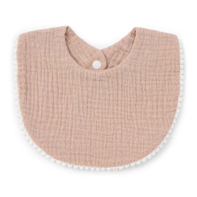 Yếm Ăn Vải Cotton Màu Trơn Viền Ren Nhún Bèo Dành Cho Bé Sơ Sinh Mọc Răng