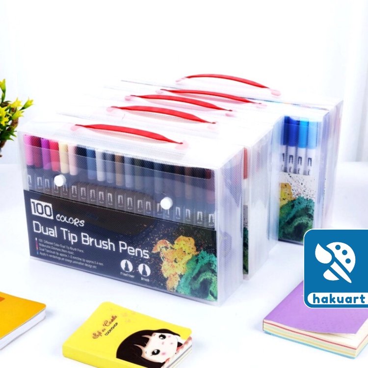 Set 12 bút dạ nhiều màu hai đầu dùng để trang trí/ viết chữ tiện dụng - Họa Cụ Hakuart