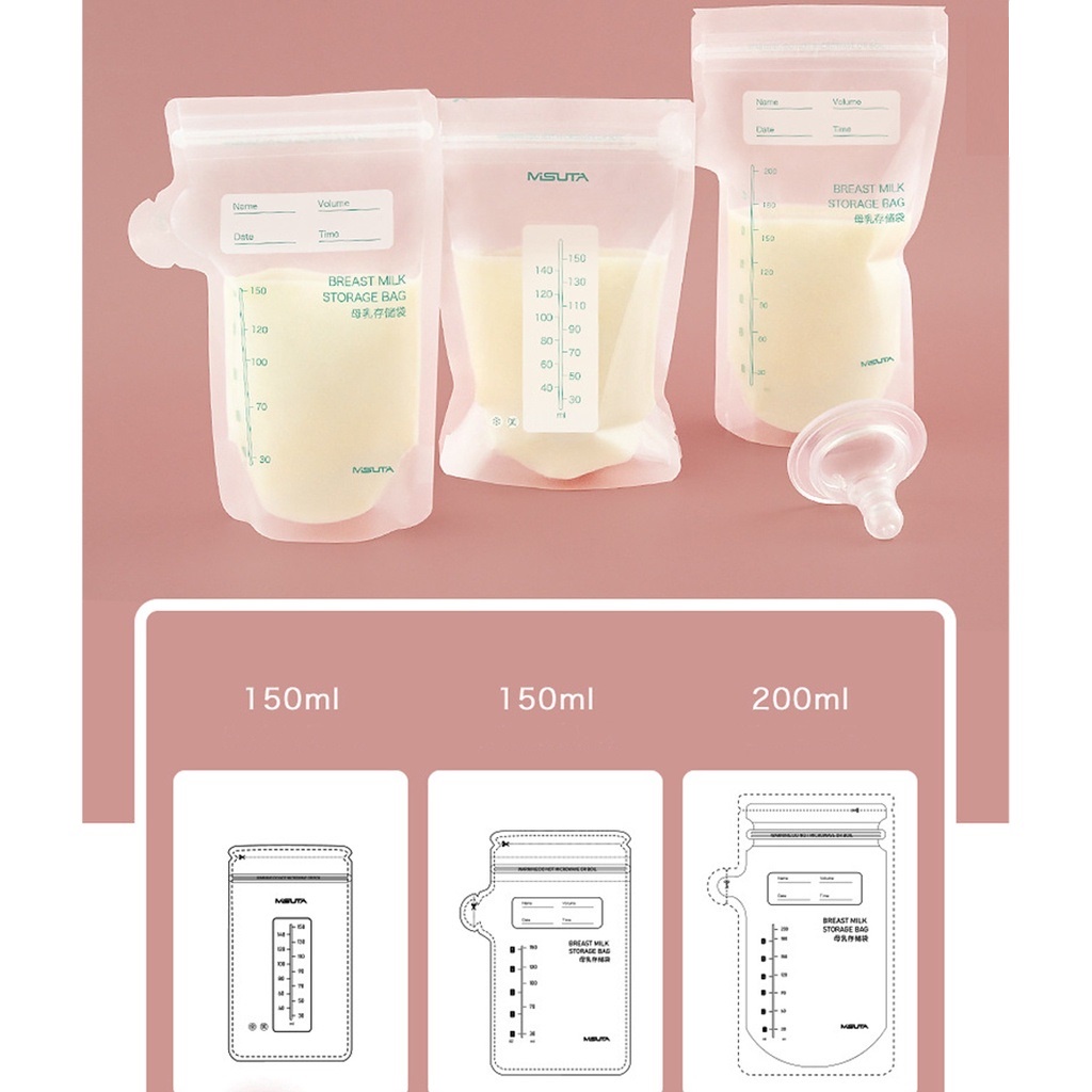 Túi trữ sữa Misuta chính hãng an toàn tiện lợi với dung tích 150ml 200ml hộp 30 túi, bảo quản sữa mẹ cho bé