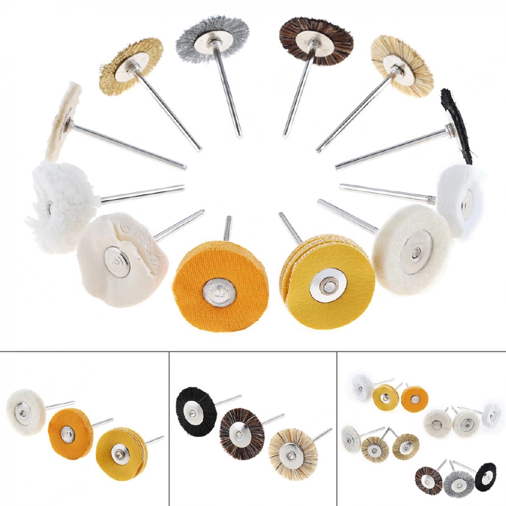 Bộ 12 cọ đánh bóng hình bánh xe mini cho nhạc cụ điện tử, trang sức và khuôn