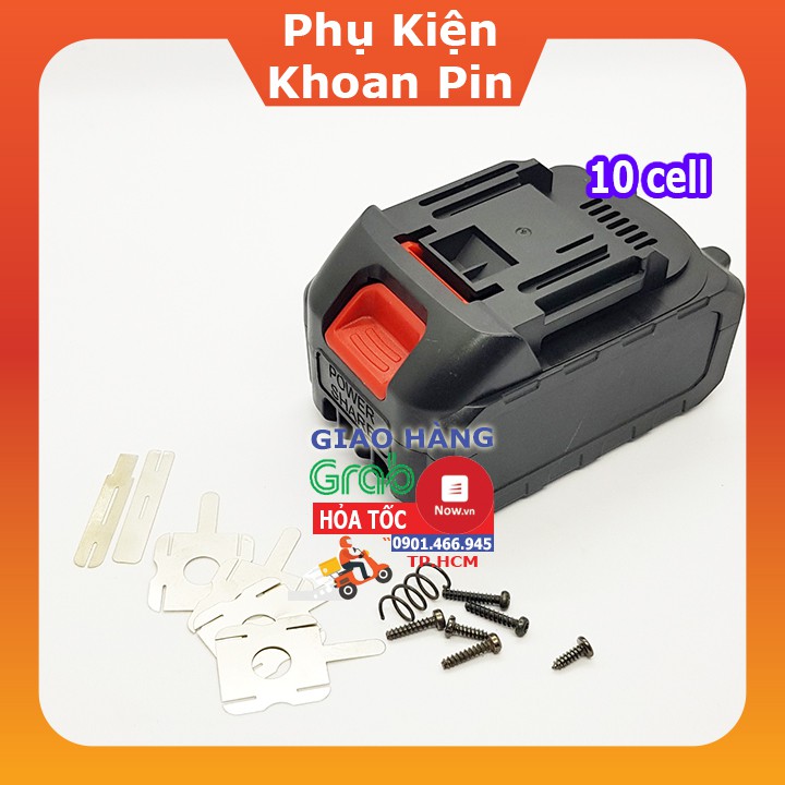 Vỏ pin Makita adaptor 18V 5S 2P, 3P ( 2, 3 hàng cell) và mạch báo pin 4 Led ngang