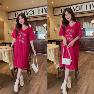 Đầm suông nữ thun thái form rộng tay lỡ dáng dài