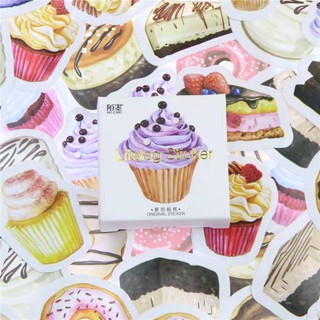 Hộp 45 Nhãn dán sticker Bánh Ngọt Cupcake trang trí sổ tay bullet journal - M293
