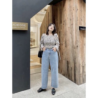 Quần jeans ống rộng bigsize form dài - chất cotton
