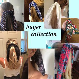 Dây Cột Tóc Ruy Băng Dài Co Giãn In Họa Tiết Kẻ Sọc Dễ Thương Cho Nữ