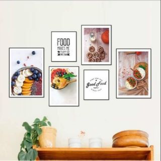 Tranh canvas bộ treo phòng ăn hiện đại kèm khung