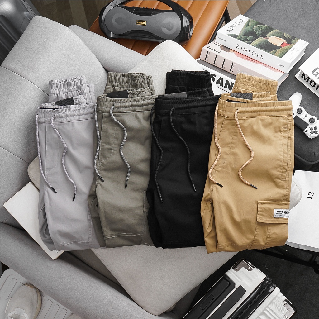 Quần jogger nam chất vải kaki có 2 túi hộp logo HEBOZ 4M - 00001257