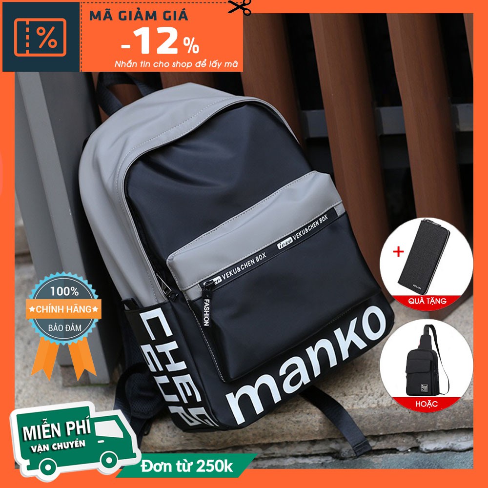 Balo Cao Cấp MANKO M116 Vải Phủ PU Chống Nước Cổng Sạc Nhanh Thời Trang Mới 2021