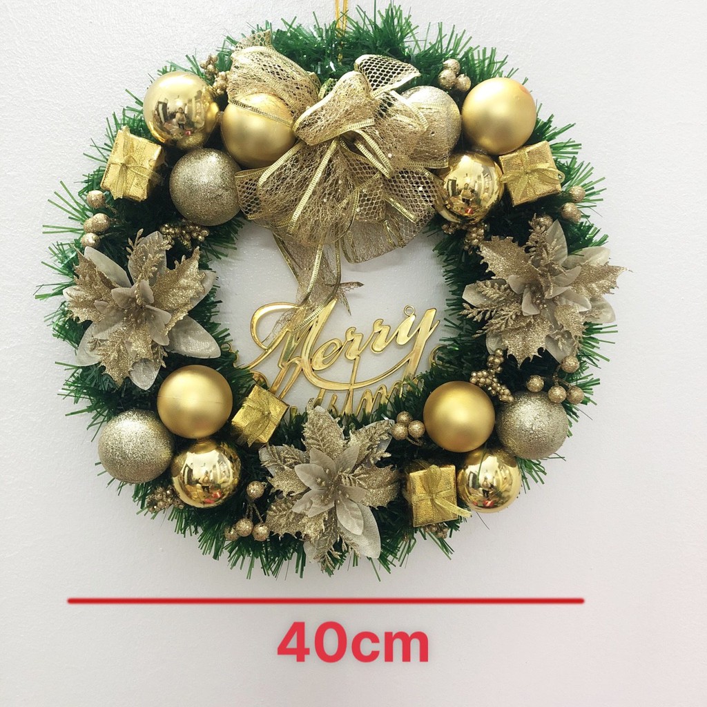 Vòng nguyệt quế khung sắt, vòng trang trí Noel đường kính 25-35-45cm.