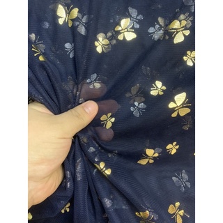 Vải lưới tím than (xanh đen)/hồng có nhũ