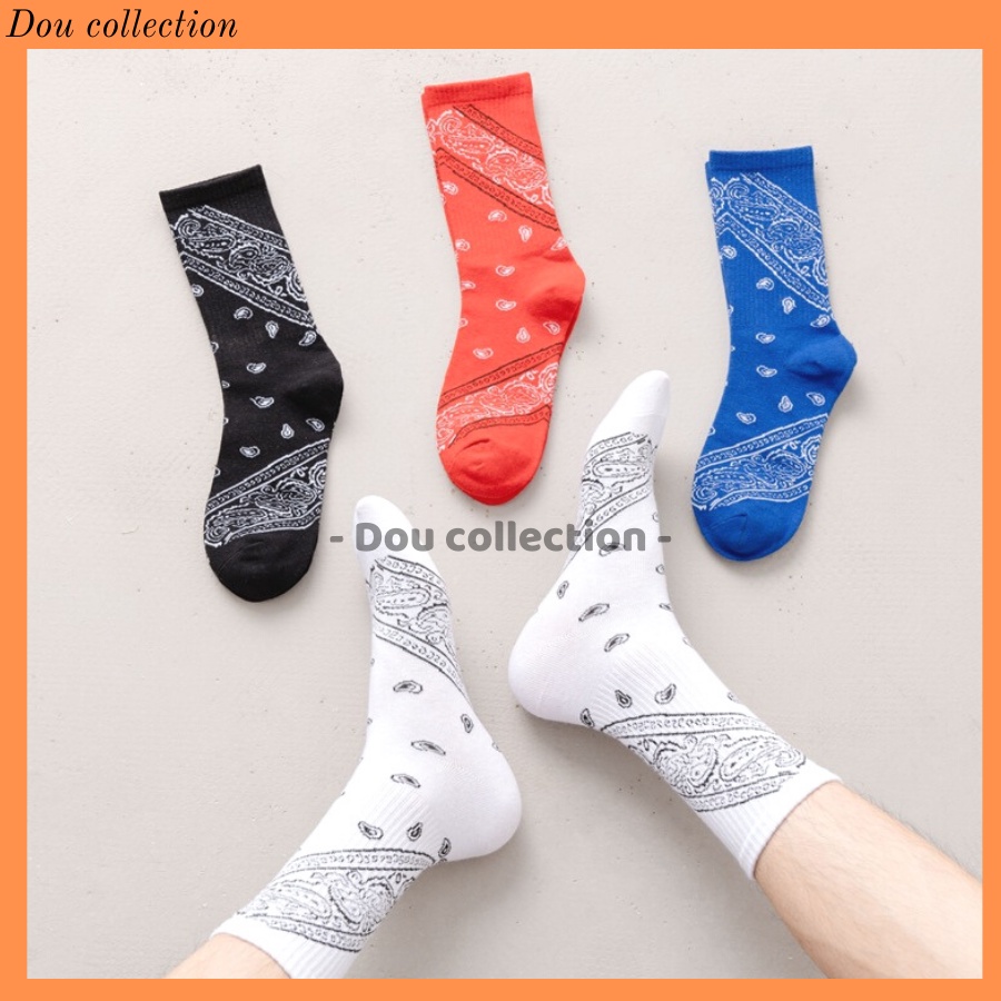 [NowShip2h] Vớ Tất Cotton Unisex Cổ Cao Họa Tiết BANDANA Phong Cách Đường Phố Cá Tính - Mã TV021