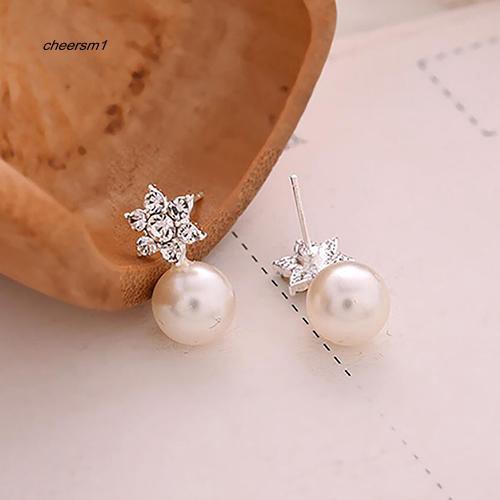 Bông tai đính đá và ngọc trai giả thanh lịch dành cho nữ