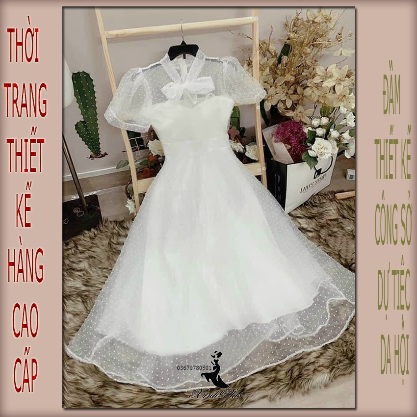 [Freeship 50K] Mẫu hottrend -Đầm xòe trắng tiểu thư công chúa vải lưới bi hàng thời trang thiết kế chất cao cấp may kỹ | BigBuy360 - bigbuy360.vn