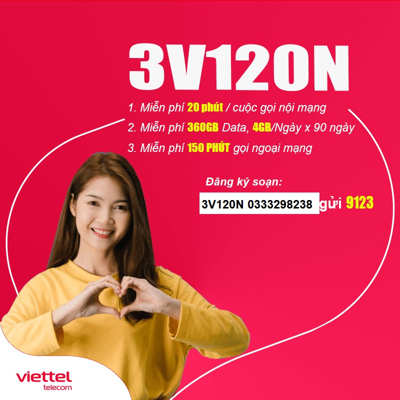 Sim Viettel 4G 360GB + Gọi Miễn Phí | 3 Tháng Đầu Không Cần Nạp Tiền