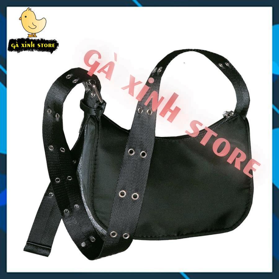 Túi Tote nữ mini đeo chéo vải dù cao cấp kết dây đeo khoen lỗ