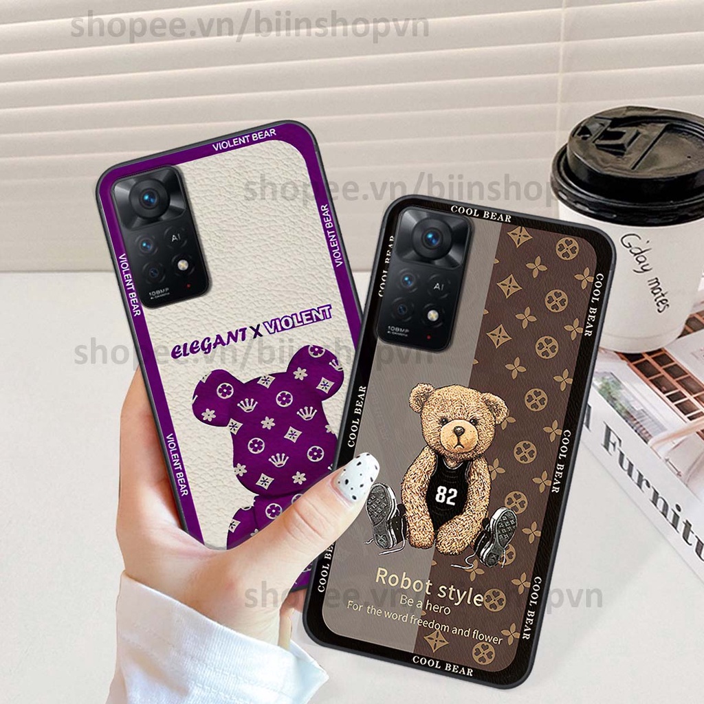 Ốp Xiaomi Redmi Note 11 4G / Note 11S / Note 11 Pro 5G hình gấu bear brick đẹp độc lạ, thời trang, cá tính