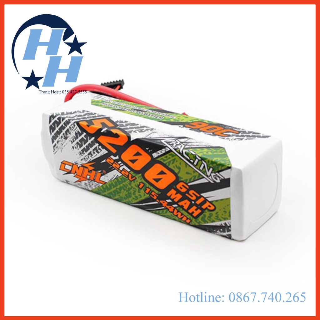 Pin Lipo CNHL 5200MAH 22.2V 6S 90C With 8mm Bullet Plug