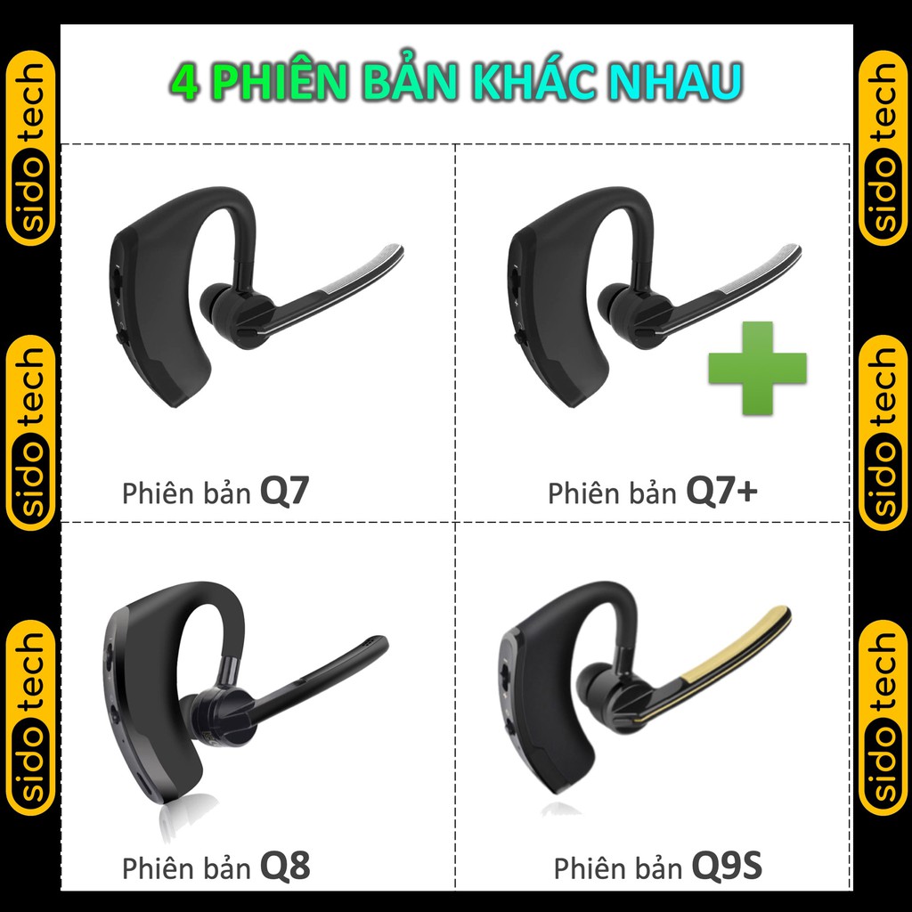 Tai nghe đàm thoại bluetooth SIDOTECH Q7 một bên có mic chống ồn chuyên nghe gọi điện thoại chơi game nghe nhạc